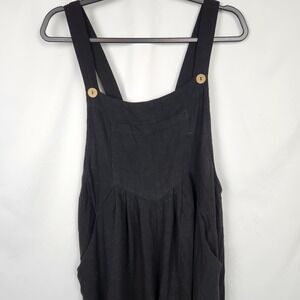 Automet Womens Jumper Overalls Casual Black Baggy Front Pocket Size Large